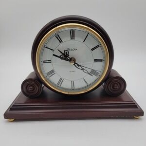 Beautiful Bulova Cherry Wood Mantel Clock Colonial Style‎ Rare